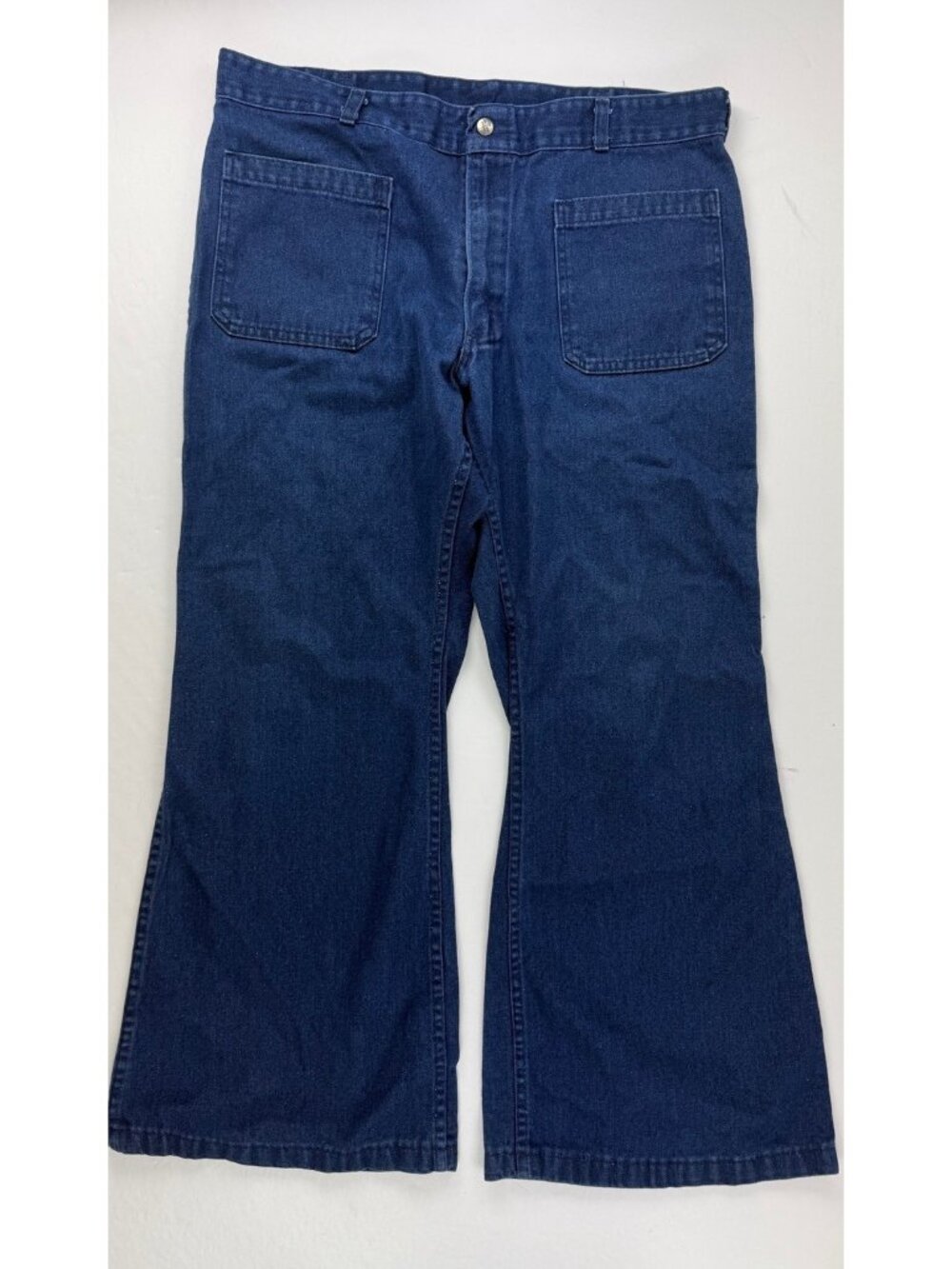 Vintage 70s Seafarer Bell Bottoms US Navy Denim Dungarees Sailor Jeans 36x28